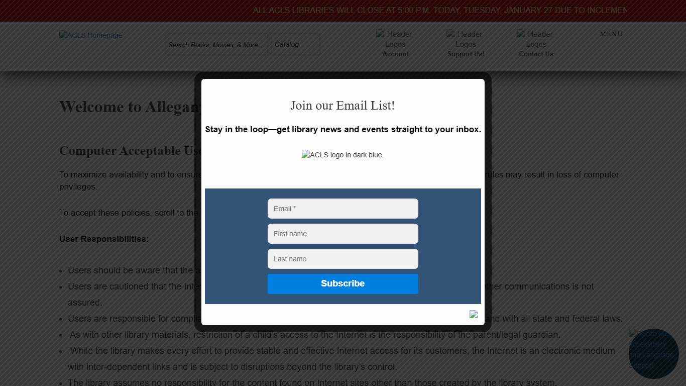 Computer Acceptable Use Policy Allegany County Library System